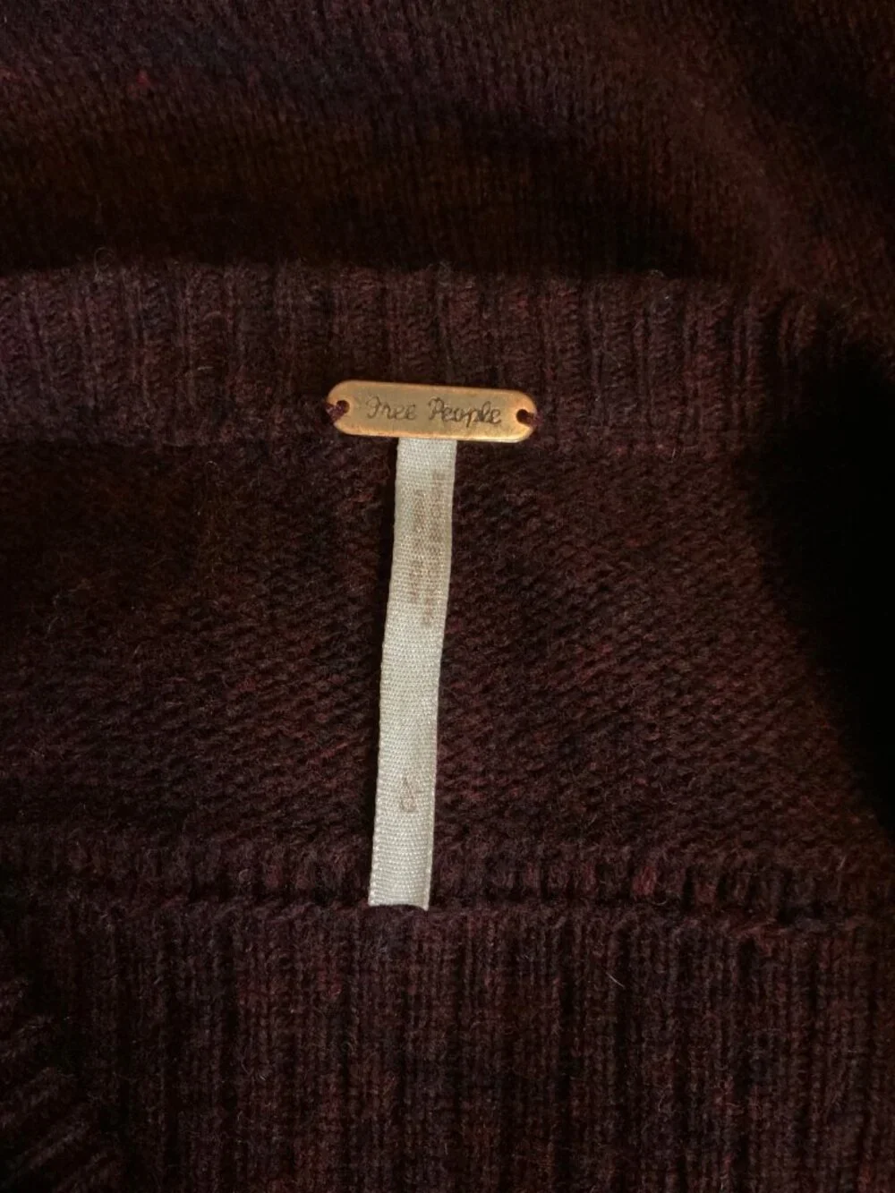 Free People Maroon Wool Button Lapel Long Cardigan Sweater, Size L